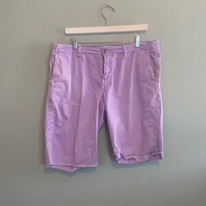 Paperbacks Mens Cut Off Bermuda Flat Front Casual Chino Shorts Purple Size 34